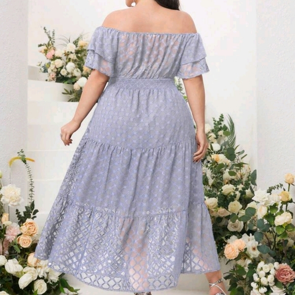 **SOLD**🩷3/$50 Plus Size Lavender Grey Off the Shoulder Dress🩷 - Picture 2 of 2
